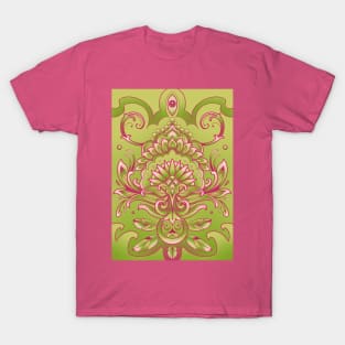 mandala pattern in pink and green T-Shirt